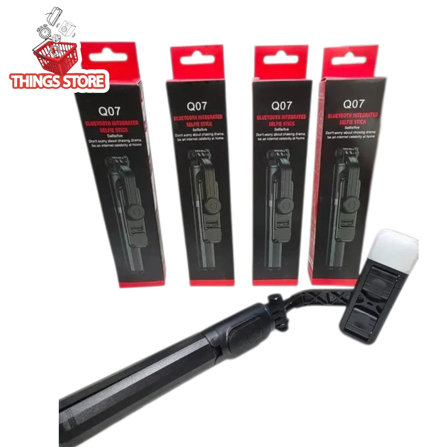 Tripie selfie stik con luz