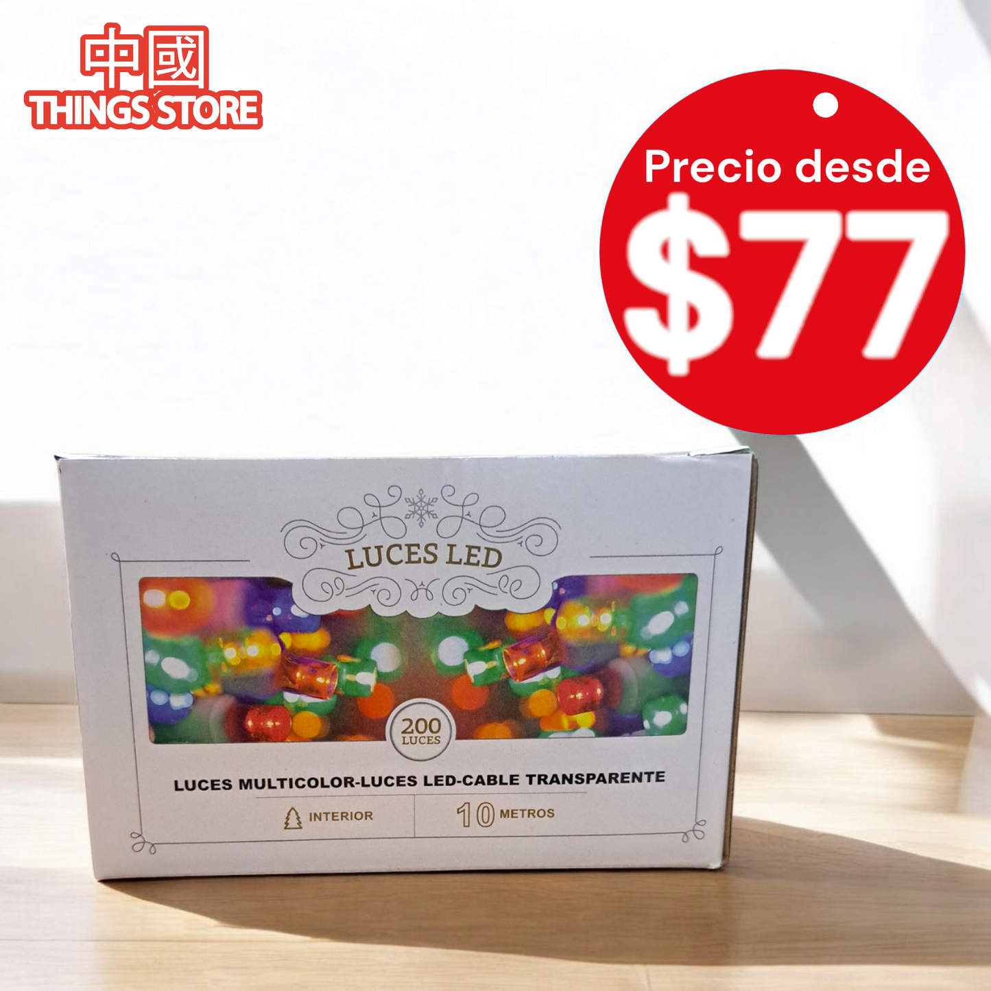 Serie multicolor 10 metros 200 luces