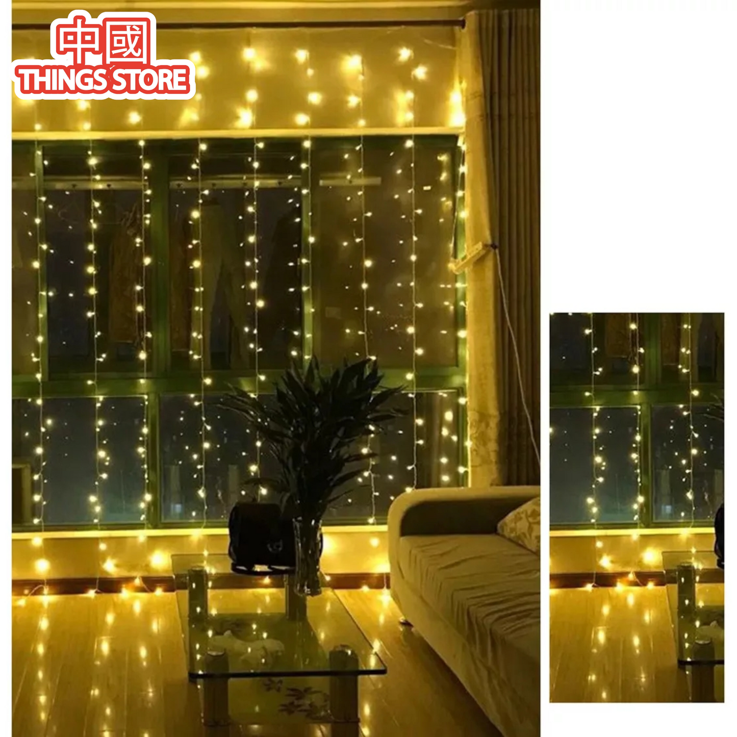 Serie cálida de cortina 2x2.5m 250 luces