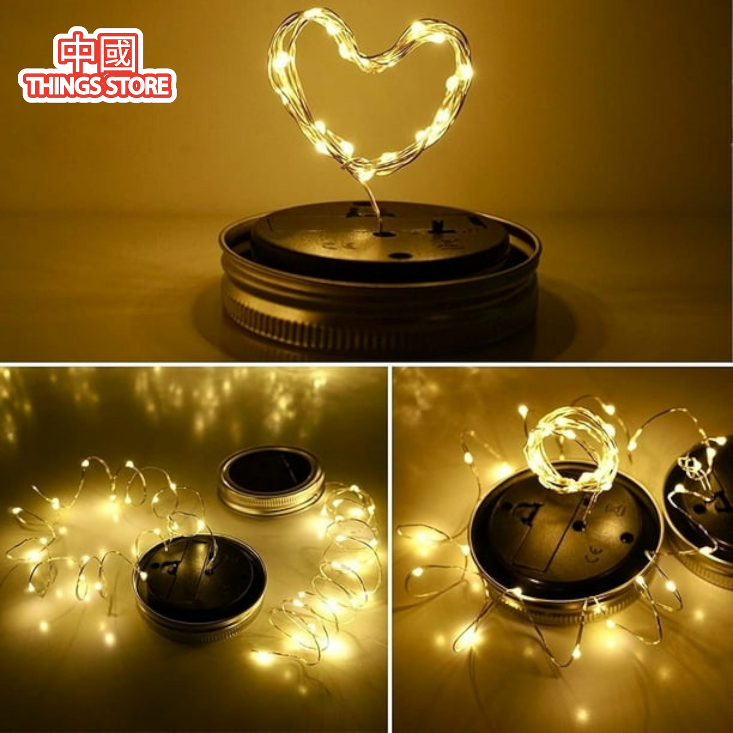 Adorno frasco con luces LED panel solar