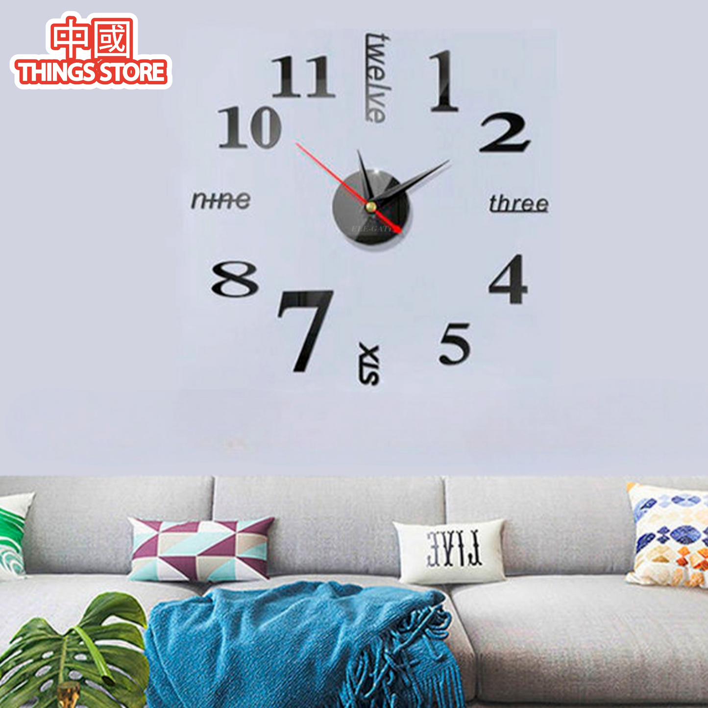 Reloj de pared adhesivo