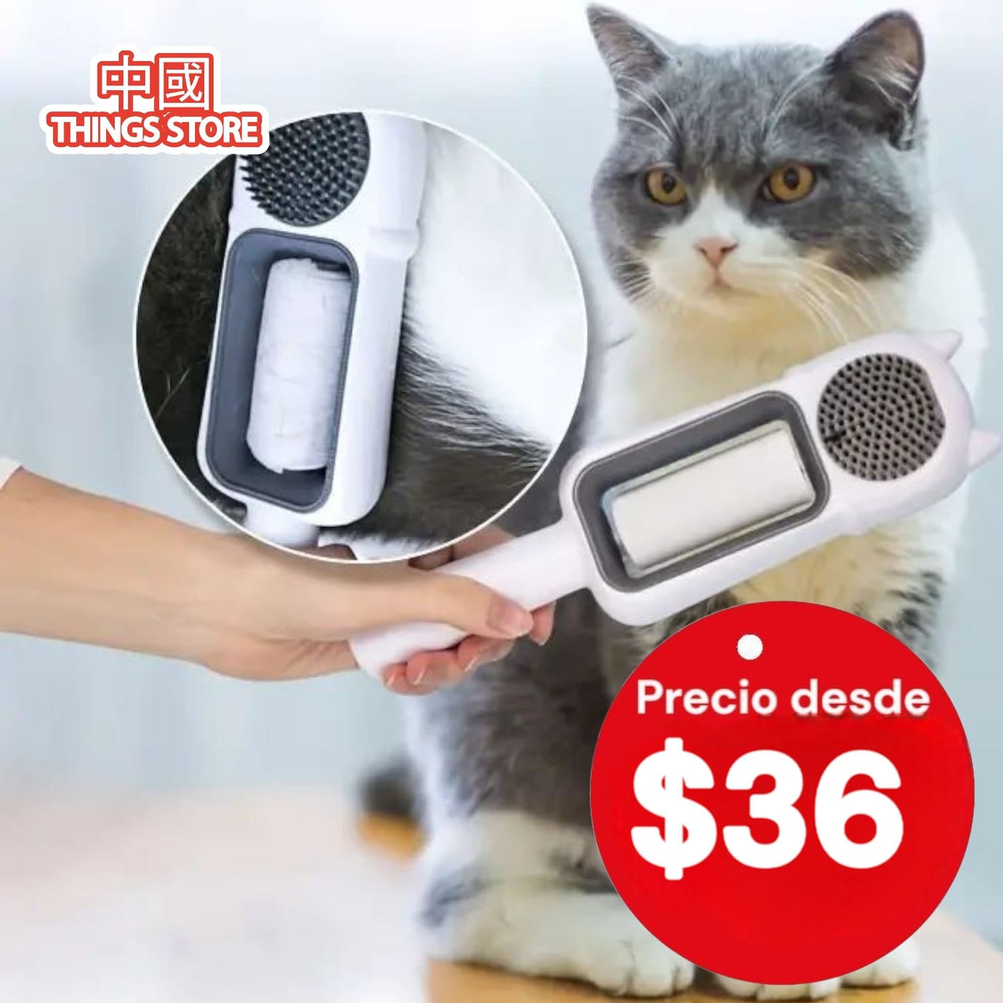 Cepillo con quita pelusa de gato