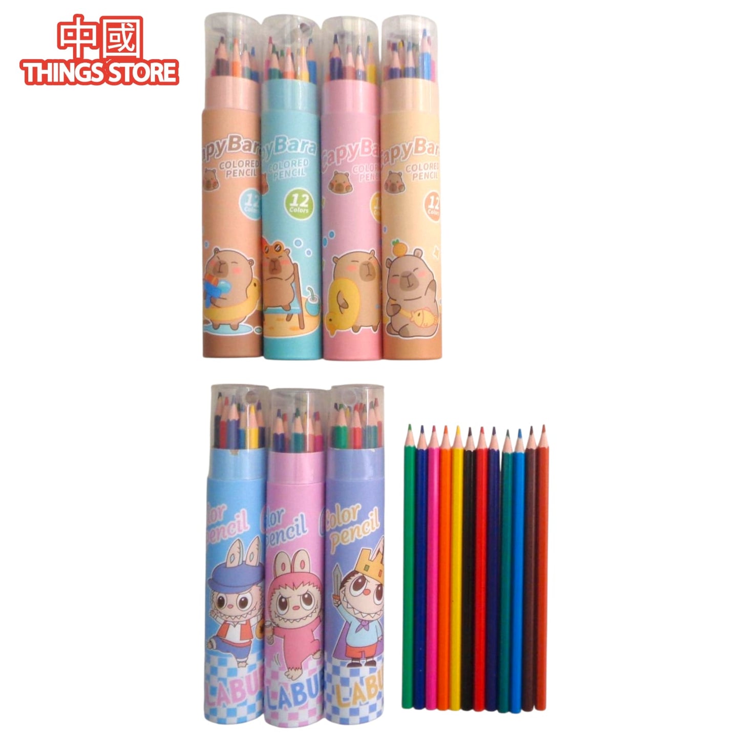 Bote de 12 colores con sacapuntas