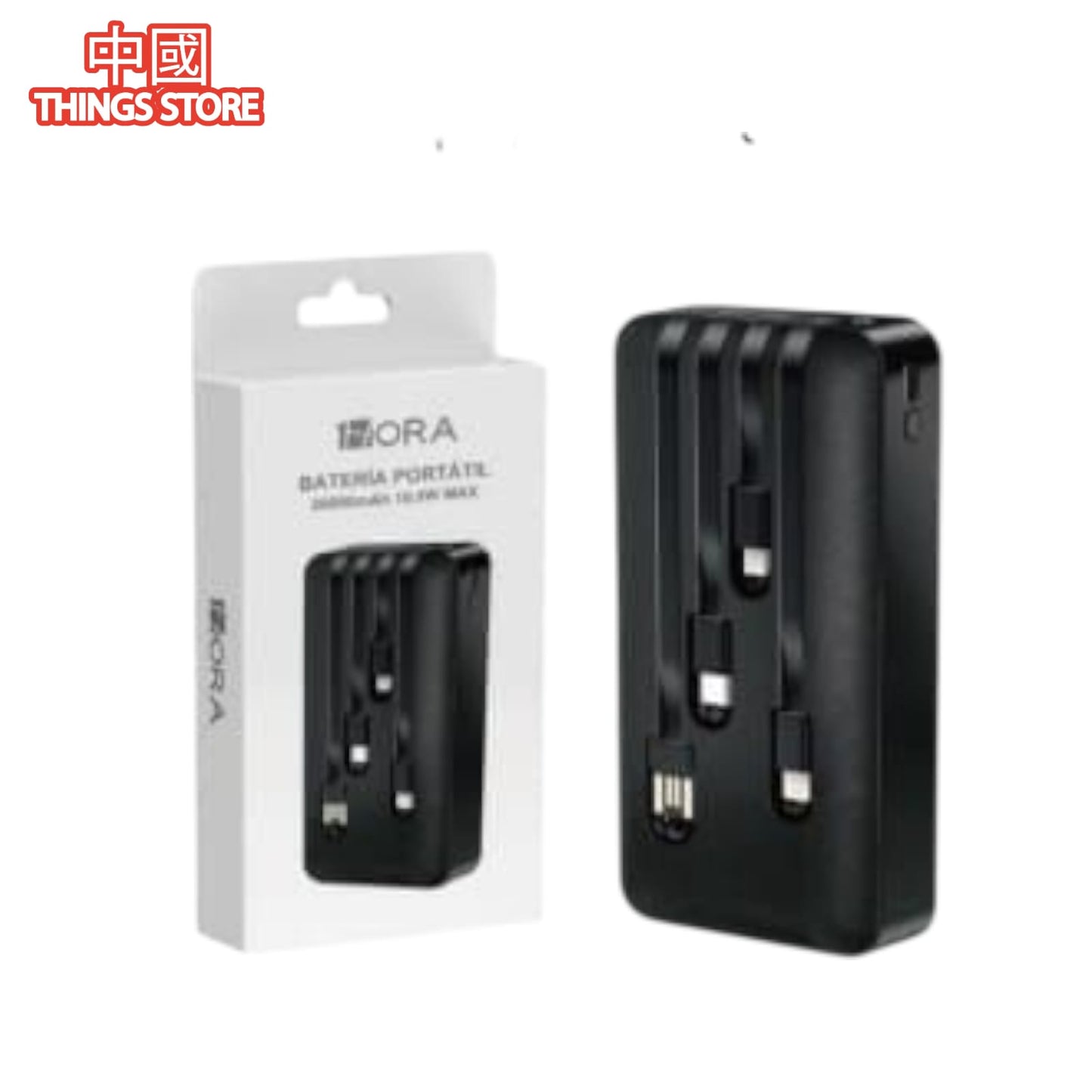 Bateria portátil con cables 10000 MAH