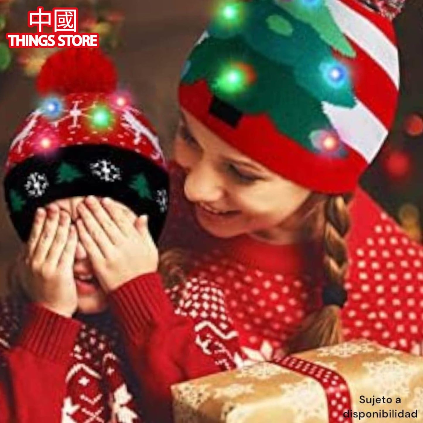 Gorro navideño con luz