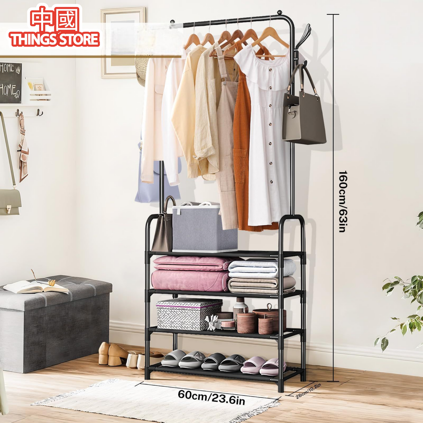 Perchero metálico con zapatera