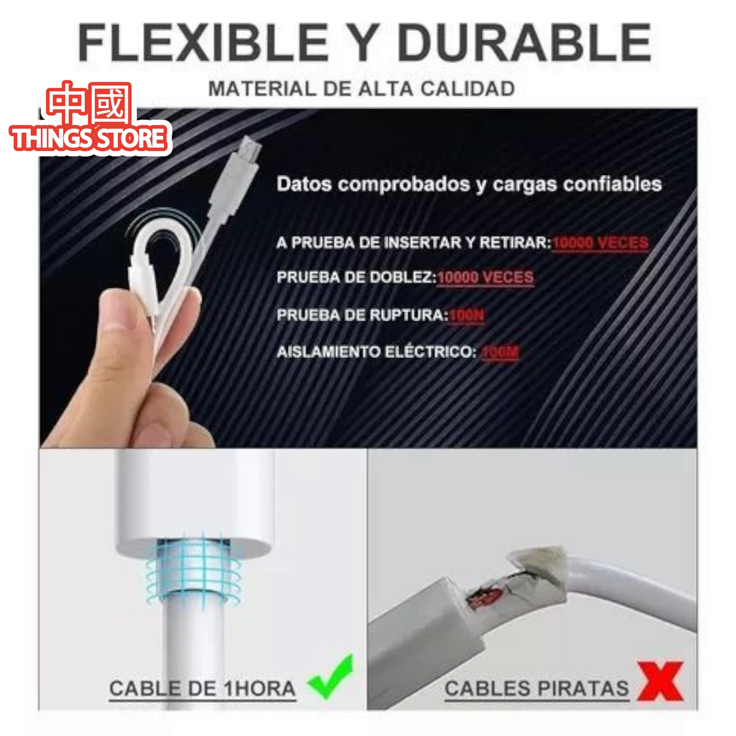 Cable V8 1m blanco promoción 3X2