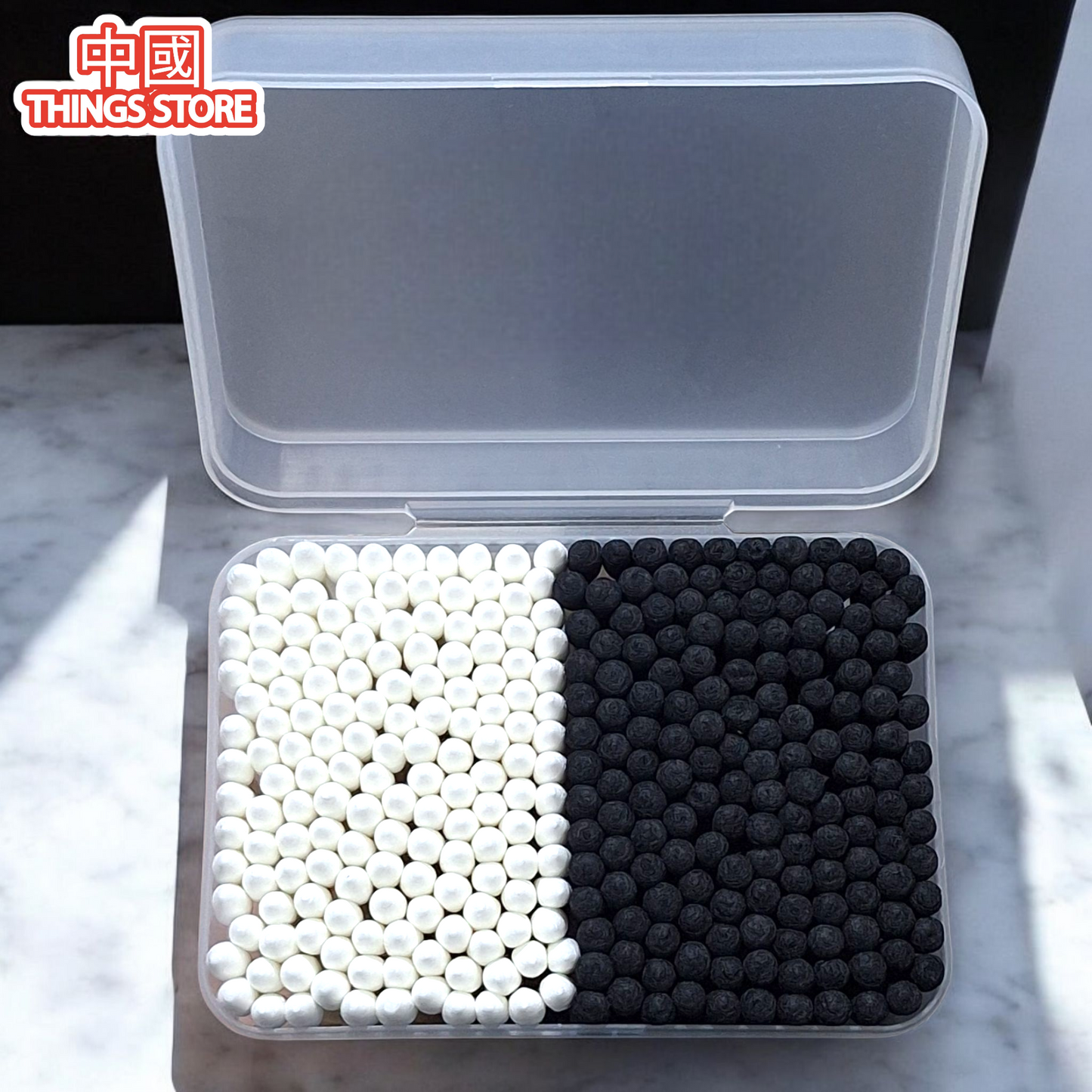 Caja 300pz cotonetes blanco y negro