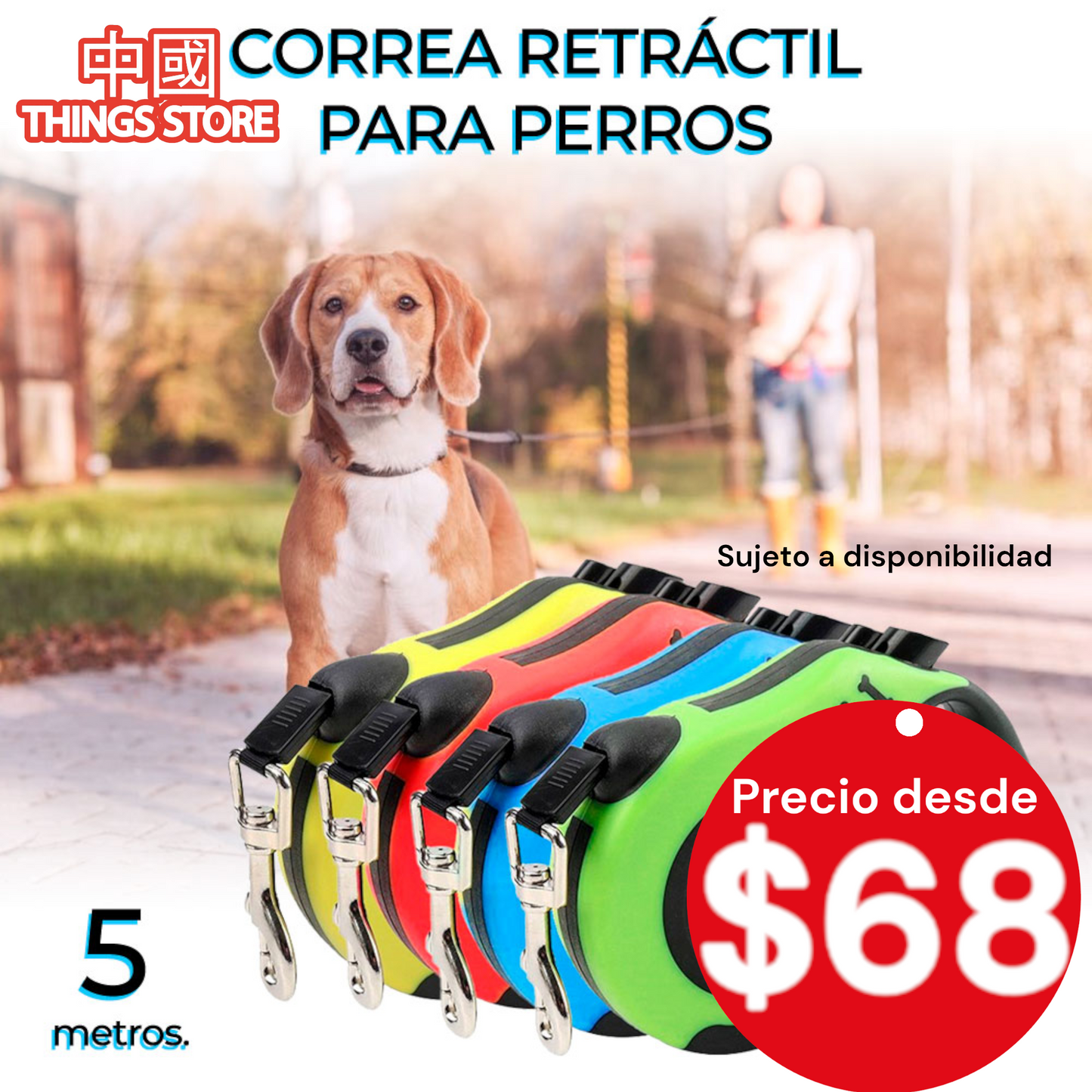 Correa retráctil para mascotas