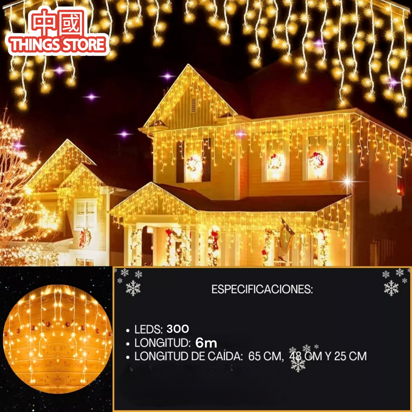 Serie cascada cálida 300LED 6m