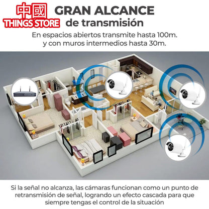 Kit De 4 cámaras inalámbricas Con DVR para Seguridad Exterior