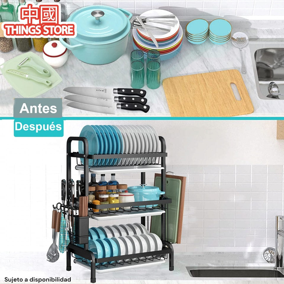 Escurridor de platos en color negro 42cm