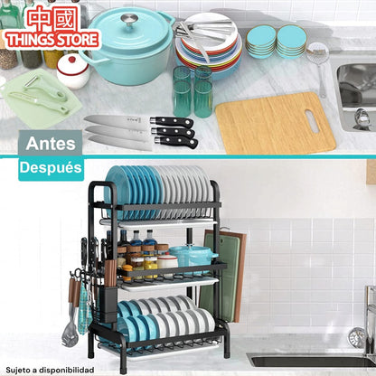 Escurridor de platos en color negro 42cm