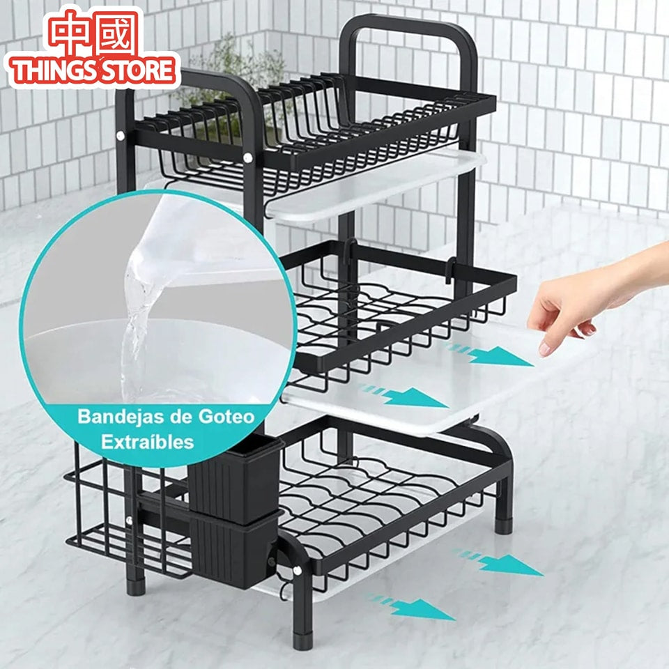 Escurridor de platos en color negro 42cm