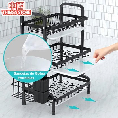 Escurridor de platos en color negro 42cm