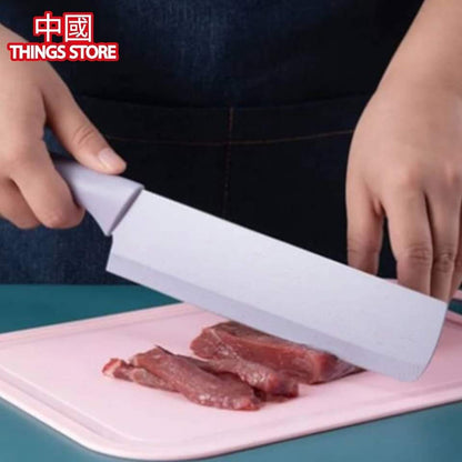 Set de cuchillos con tabla color pastel