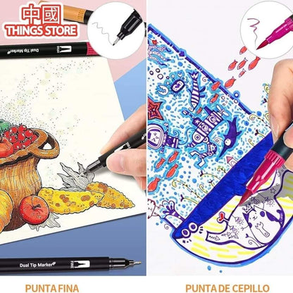 Plumones punta pinceles 60pz