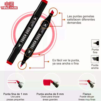 Plumones de doble punta 48pz