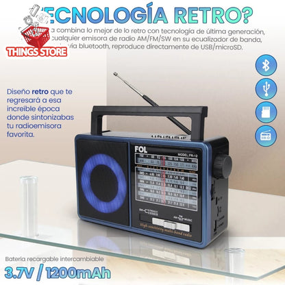 Radio bluetooth con panel solar
