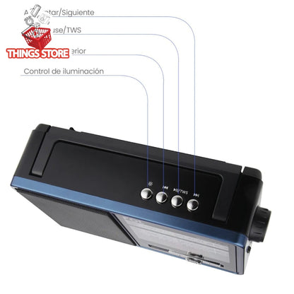 Radio bluetooth con panel solar