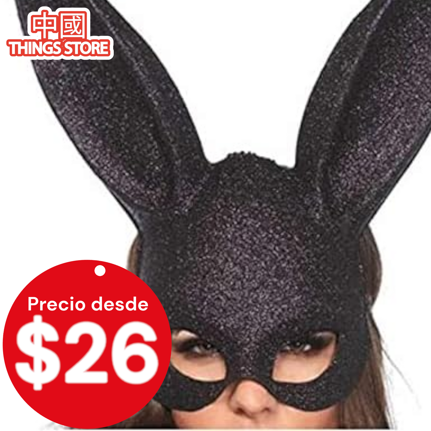 Mascara de conejo con brillos