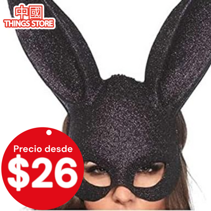 Mascara de conejo con brillos