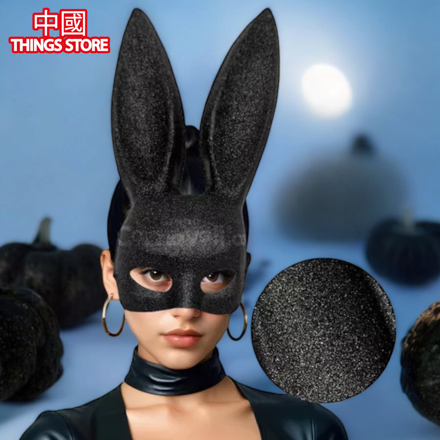 Mascara de conejo con brillos