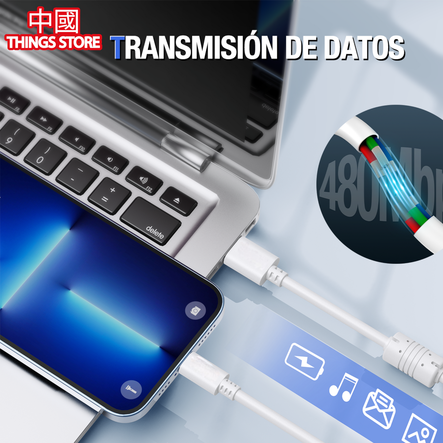 Cable usb con entrada lightning iphone