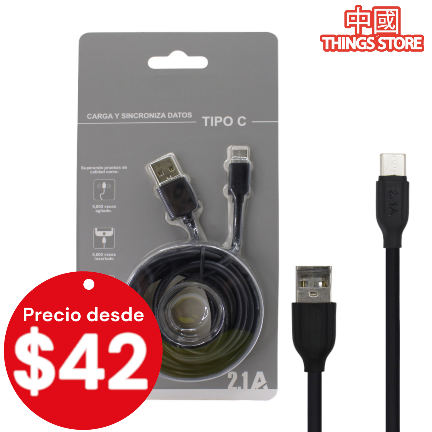 Cable tipo USB-C de 2 metros