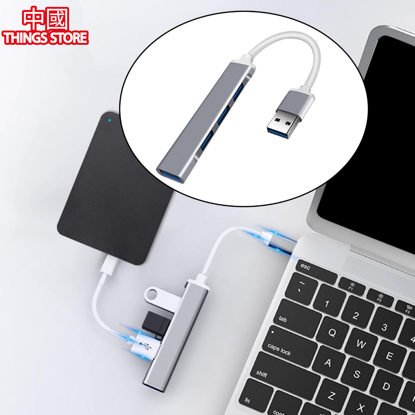 Mini concentradores USB de 4 puertos y adaptadores USB