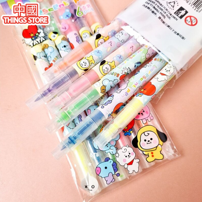 Paquete de 6 plumones marcatextos con doble punta