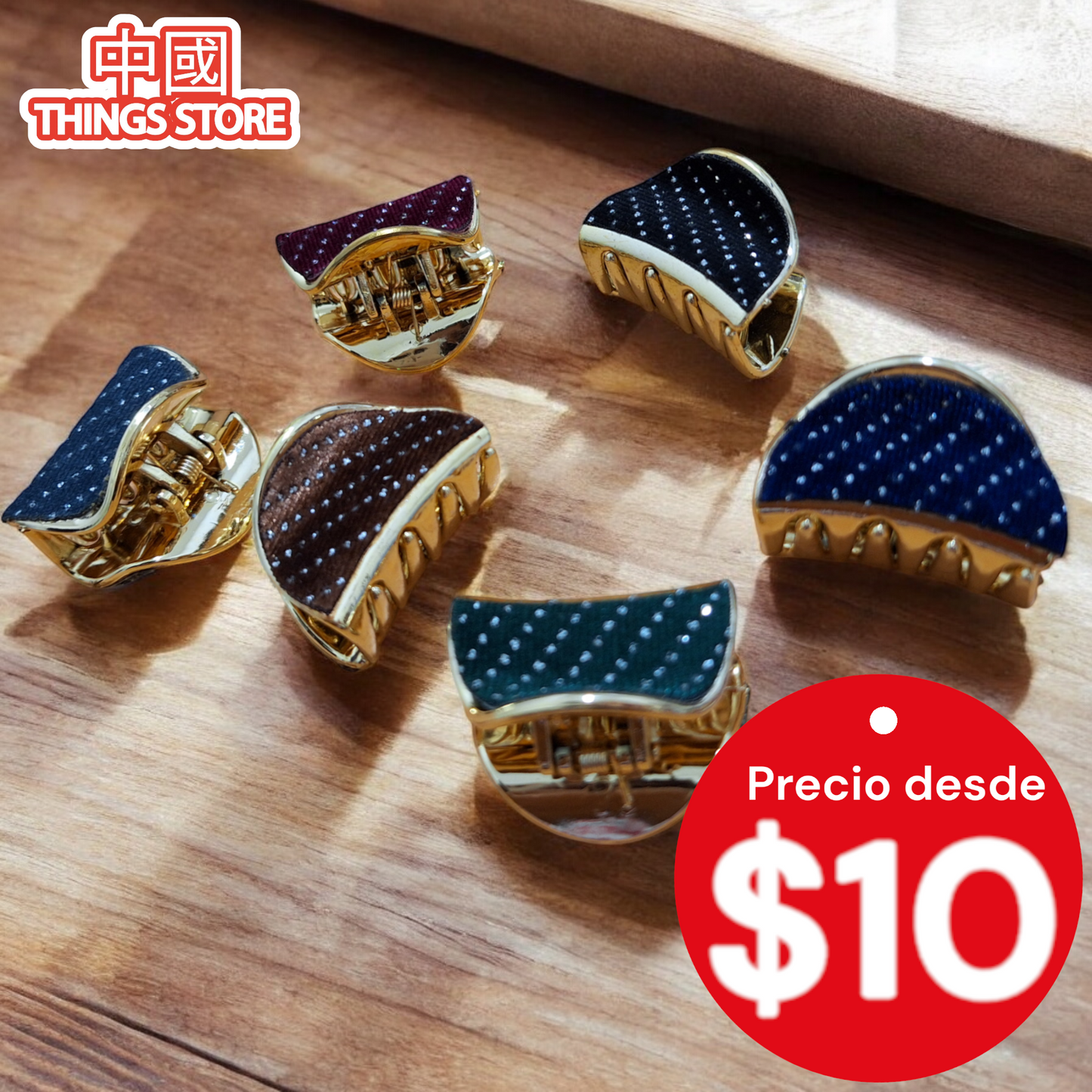 Pinzas con terciopelo y brillos