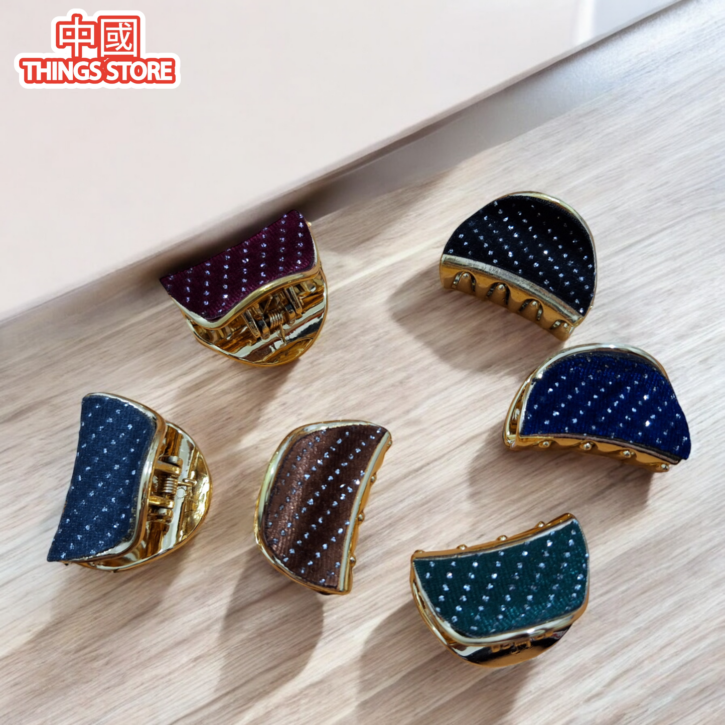 Pinzas con terciopelo y brillos