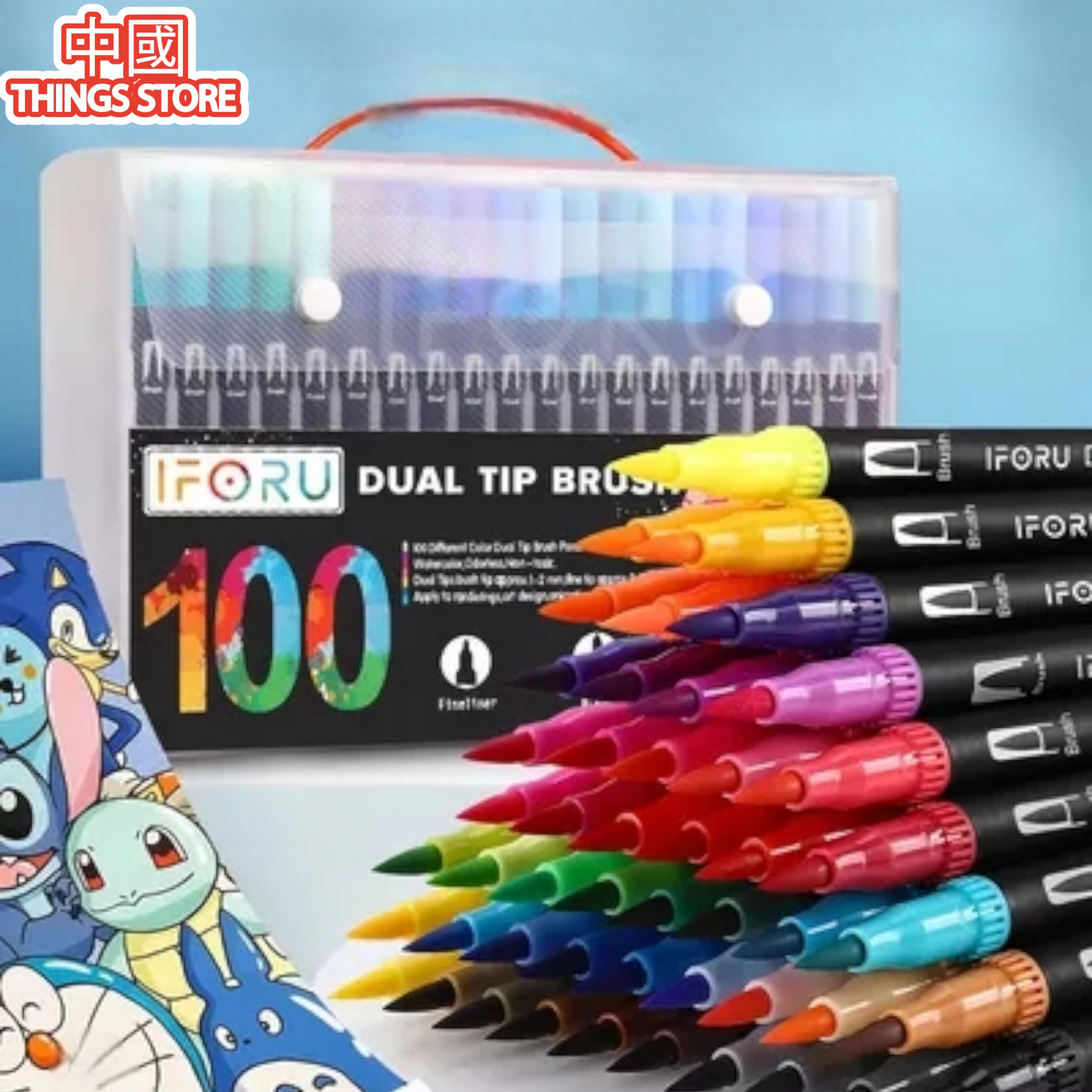 Plumones pincel 100pz