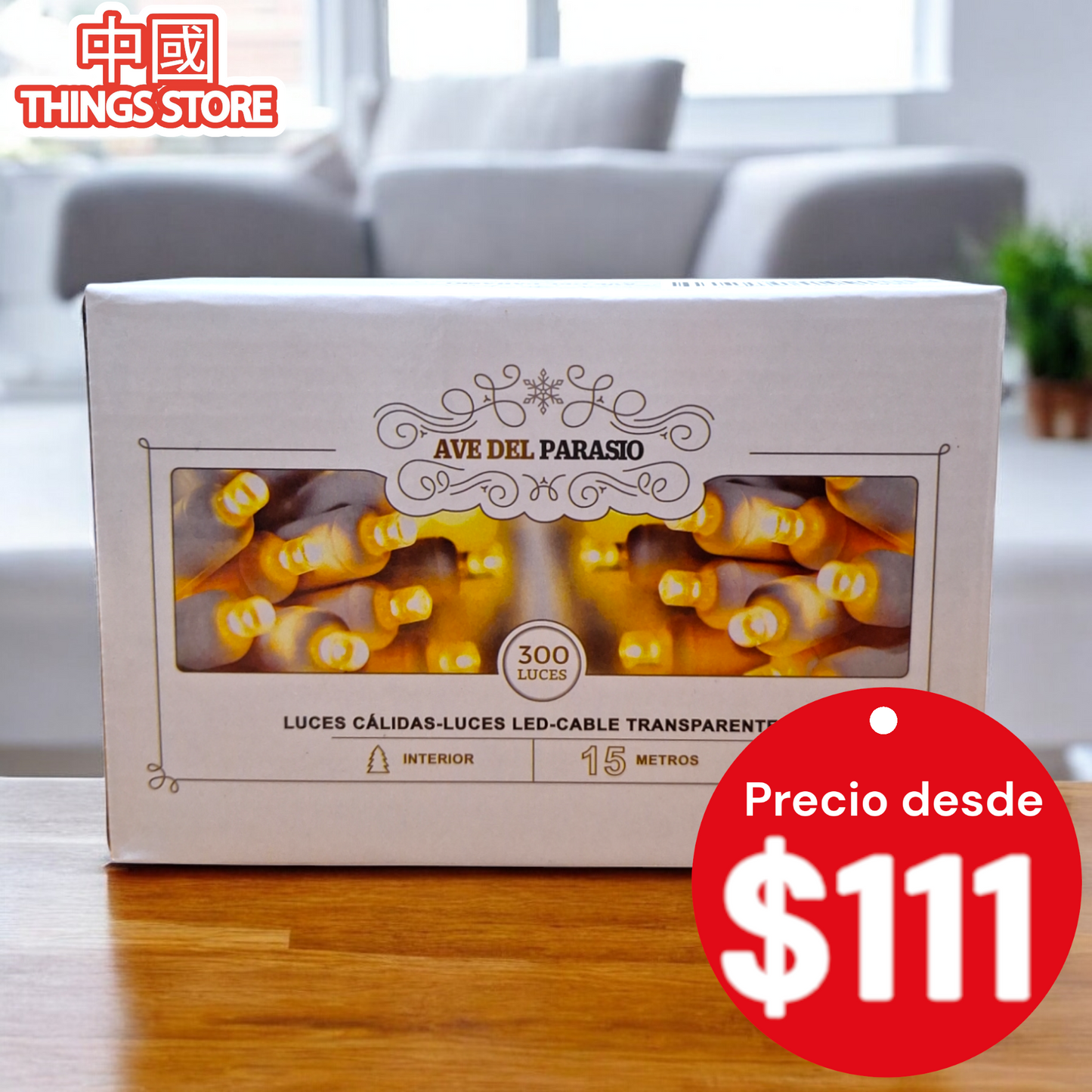 Serie cálida 300 luces 15m