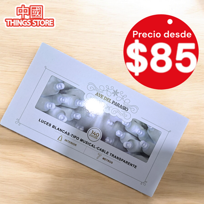 Serie musical de luz blanca 7 metros 140 luces