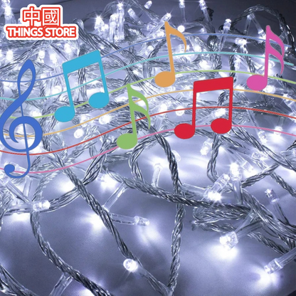 Serie musical de luz blanca 7 metros 140 luces