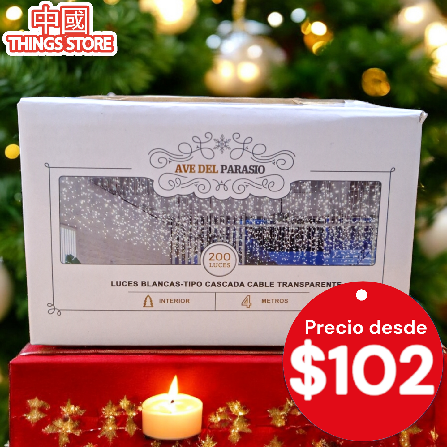 Serie de cascada blanca 4m 200 luces