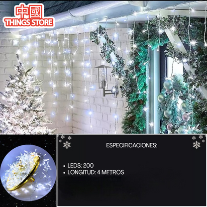 Serie de cascada blanca 4m 200 luces