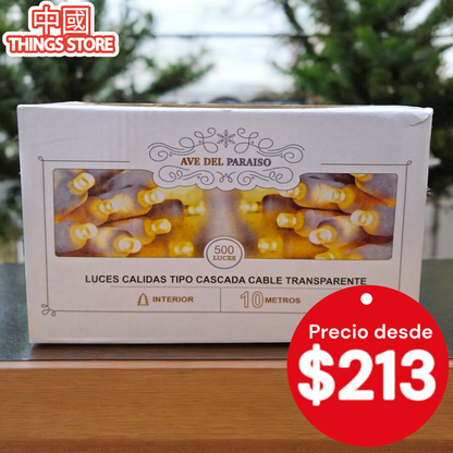 Serie de cascada cálida 500 luces 10m
