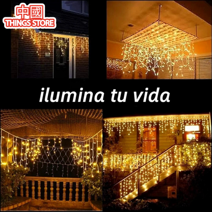Serie de cascada cálida 500 luces 10m