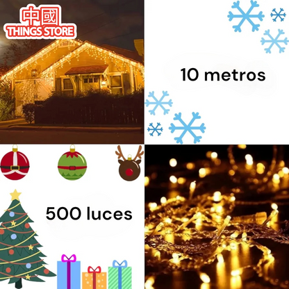 Serie de cascada cálida 500 luces 10m