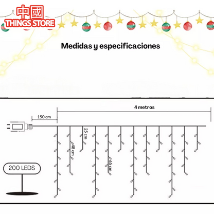 Serie de cascada cálida 200 luces 4m