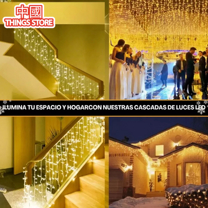 Serie de cascada cálida 200 luces 4m