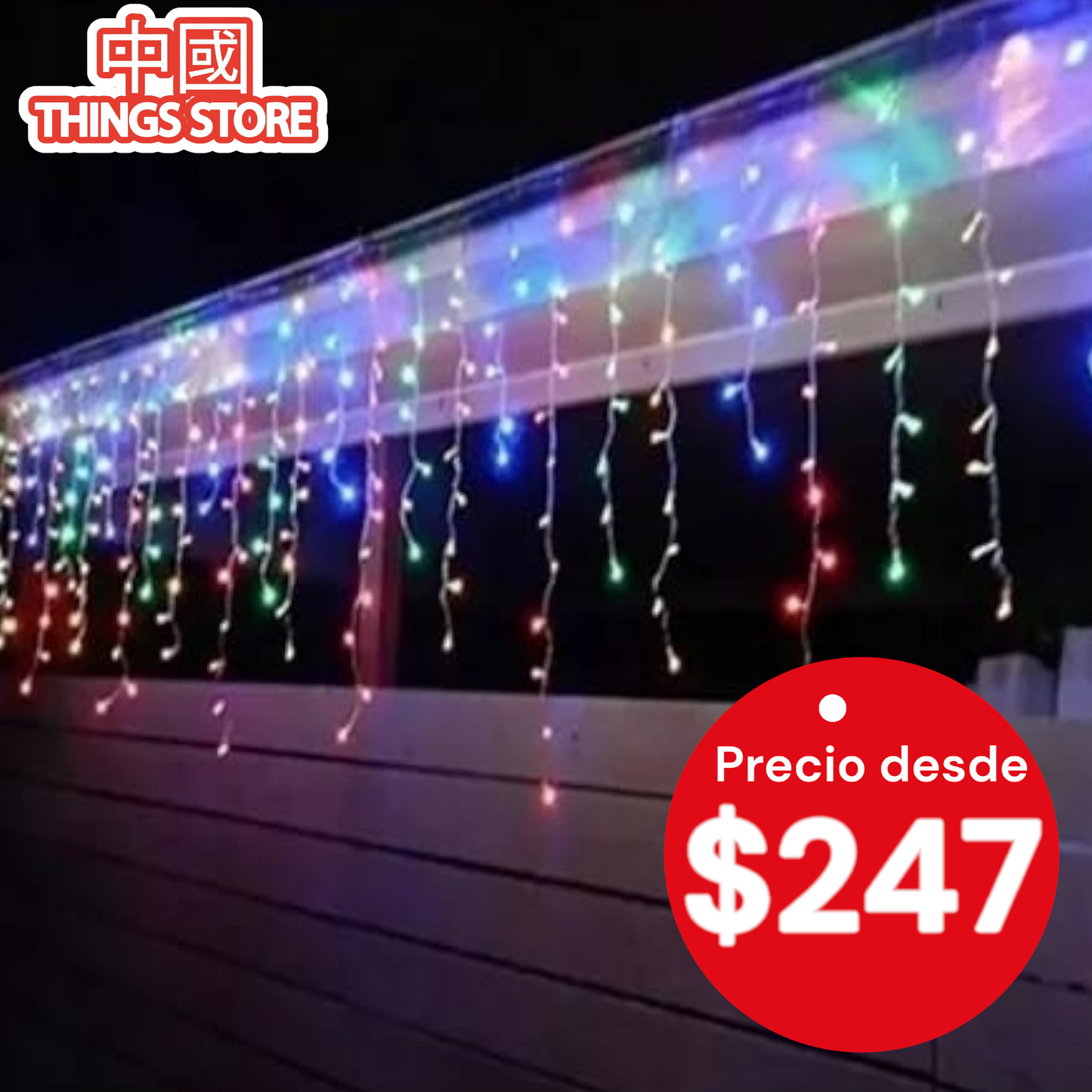 Serie cascada MULTICOLOR 500 luces 10 m