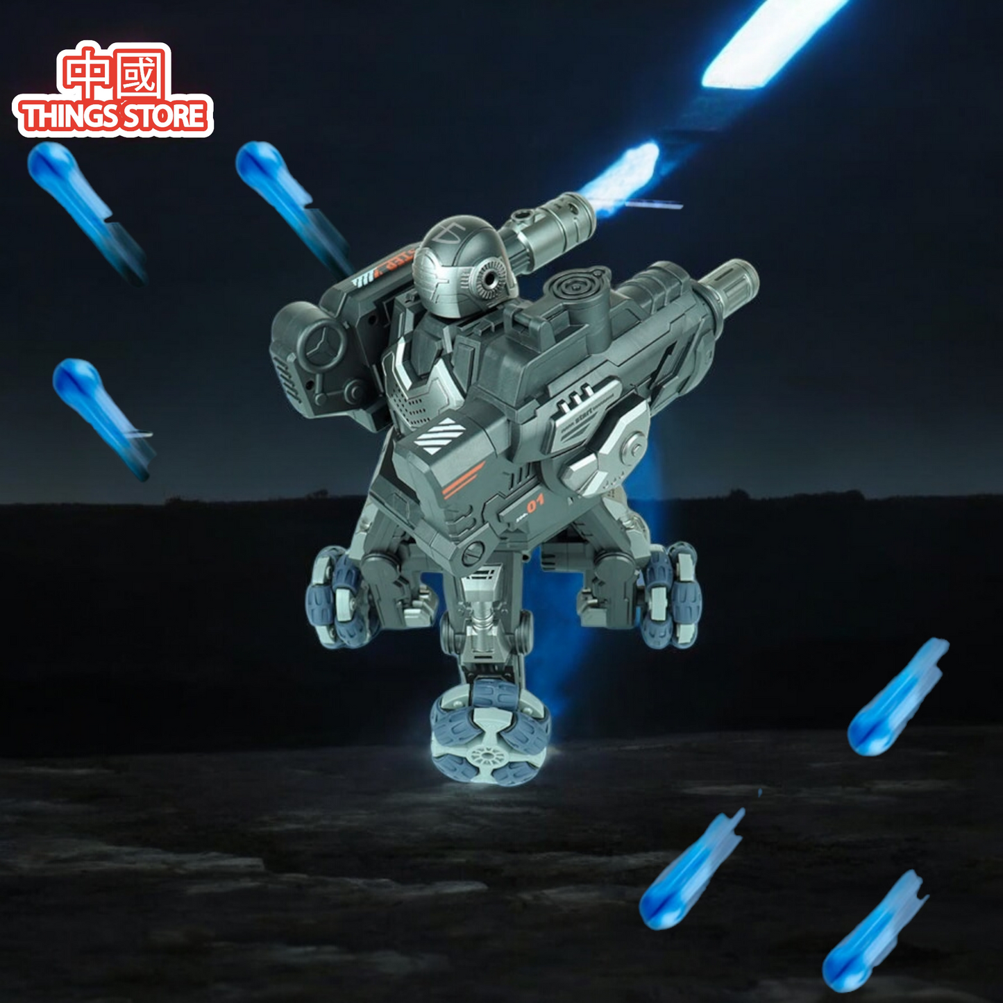 Robot de juguete con cañón de balas de hidrogel