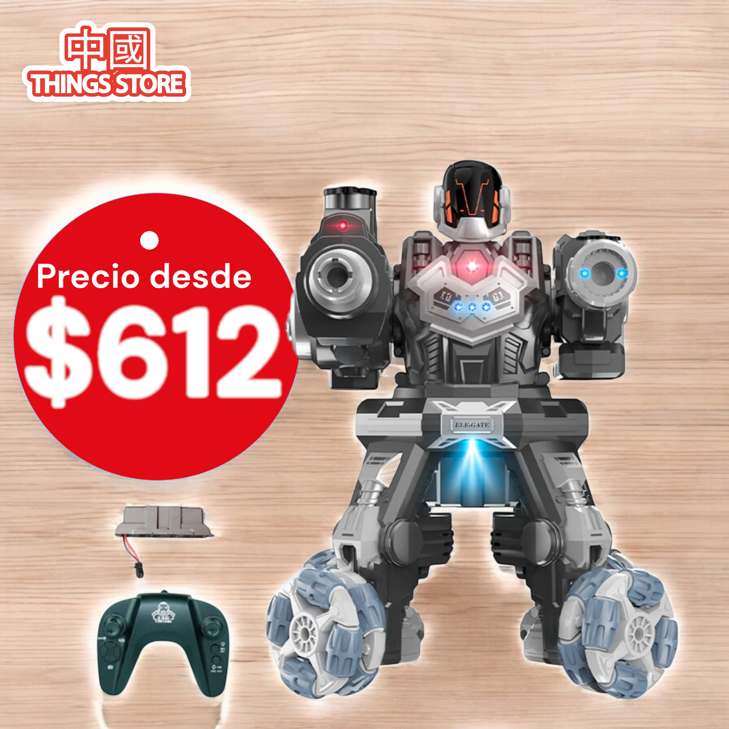 Robot de juguete con cañón de balas de hidrogel