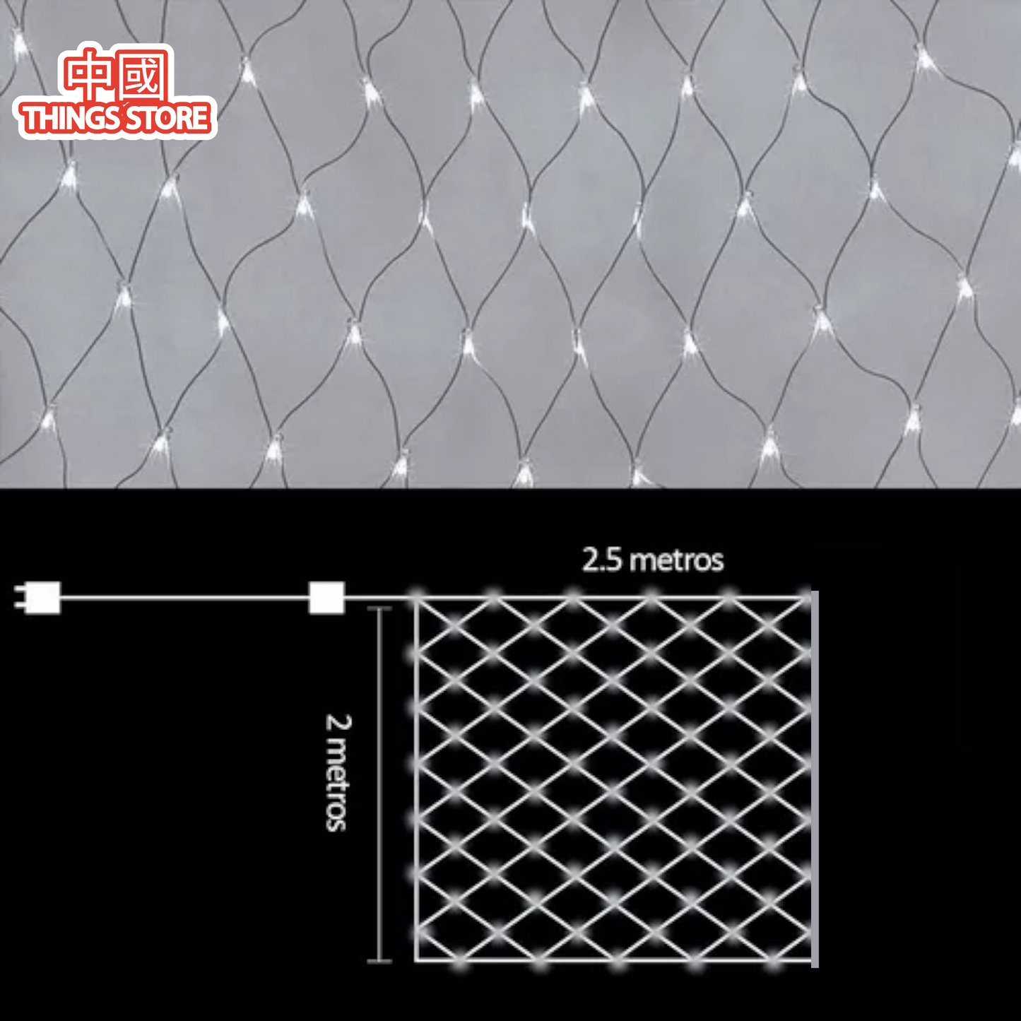 Serie LED de luz blanca tipo red 2×2 metros