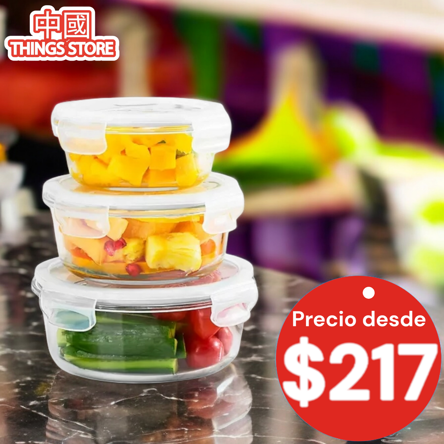 Trío de refractarios de vidrio