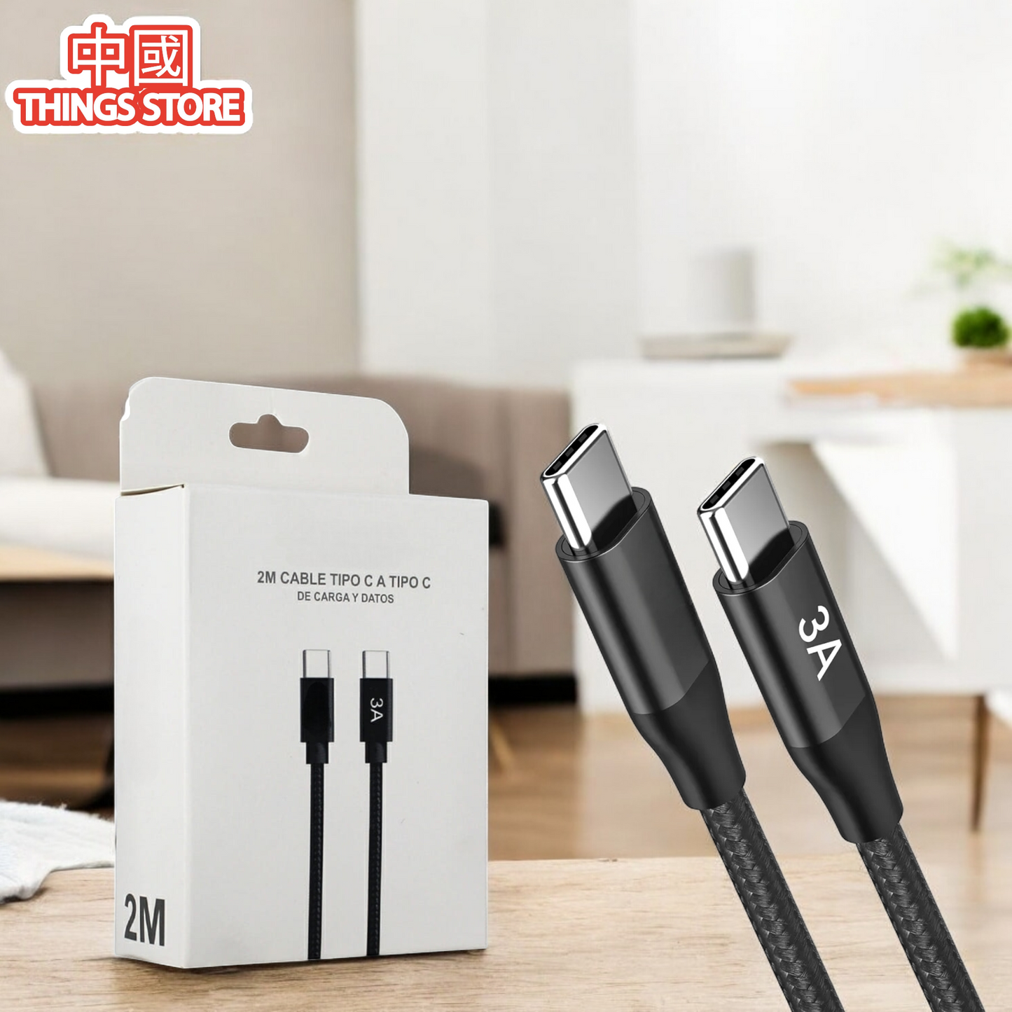 Cable tipo C a tipo C de 2 metros tejido